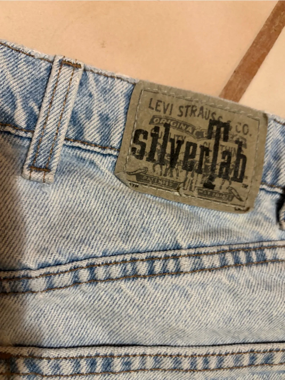 Levi's SilverTab Loose Shorts ( Jorts ) Light Wash Denim with Stains Trashed 38